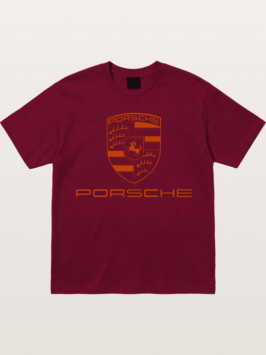 Porsche Crest Orange White Logo Gildan T-shirt
