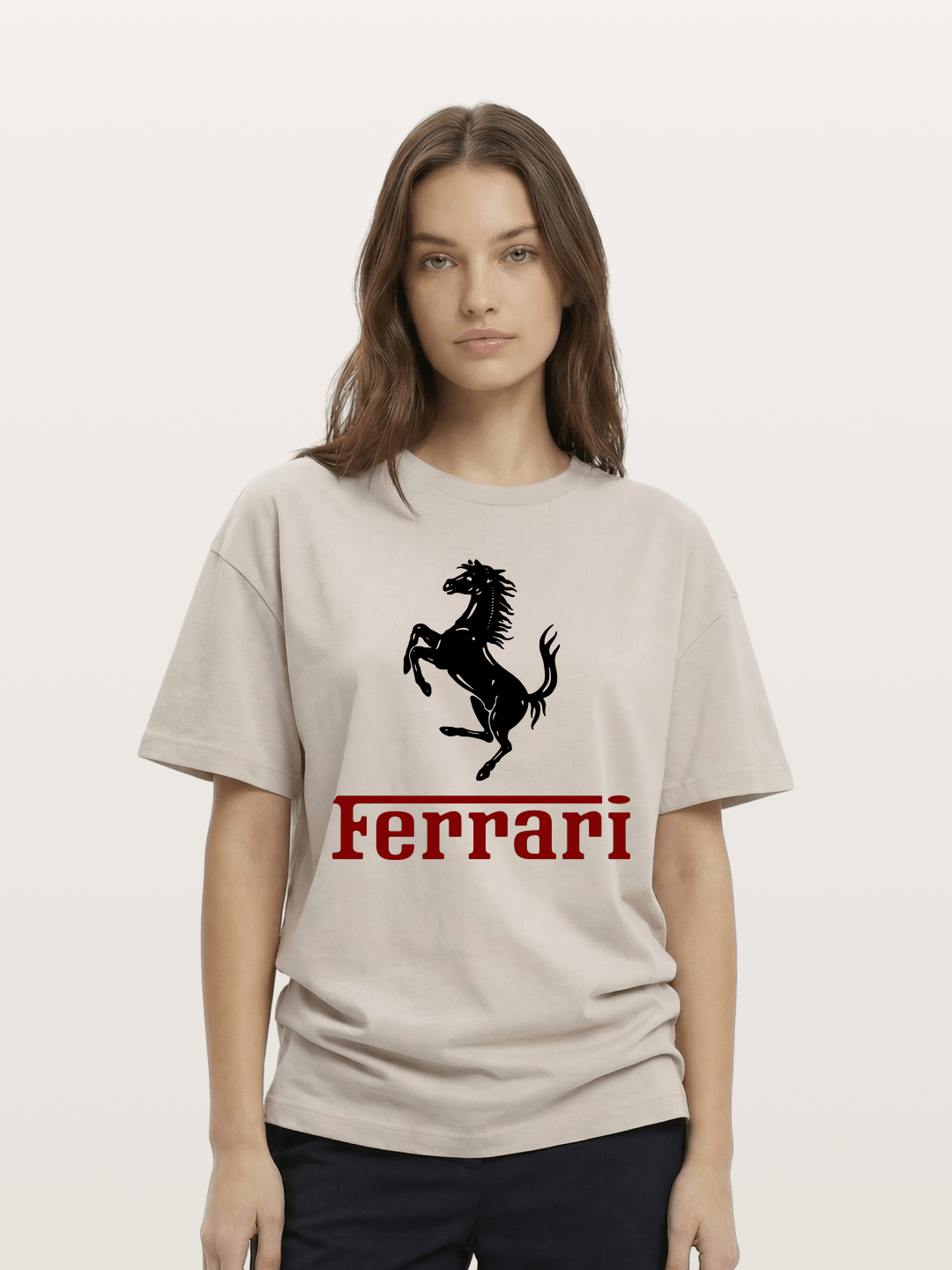 Ferrari Black Horse Logo Cotton T-shirt