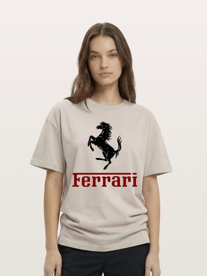 Ferrari Black Horse Logo Cotton T-shirt