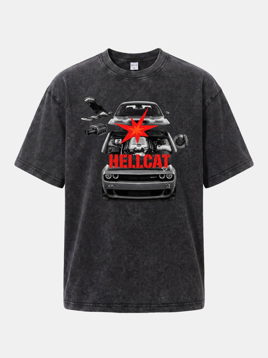 Engine Explode Hellcat Artwork Washed T-shirt