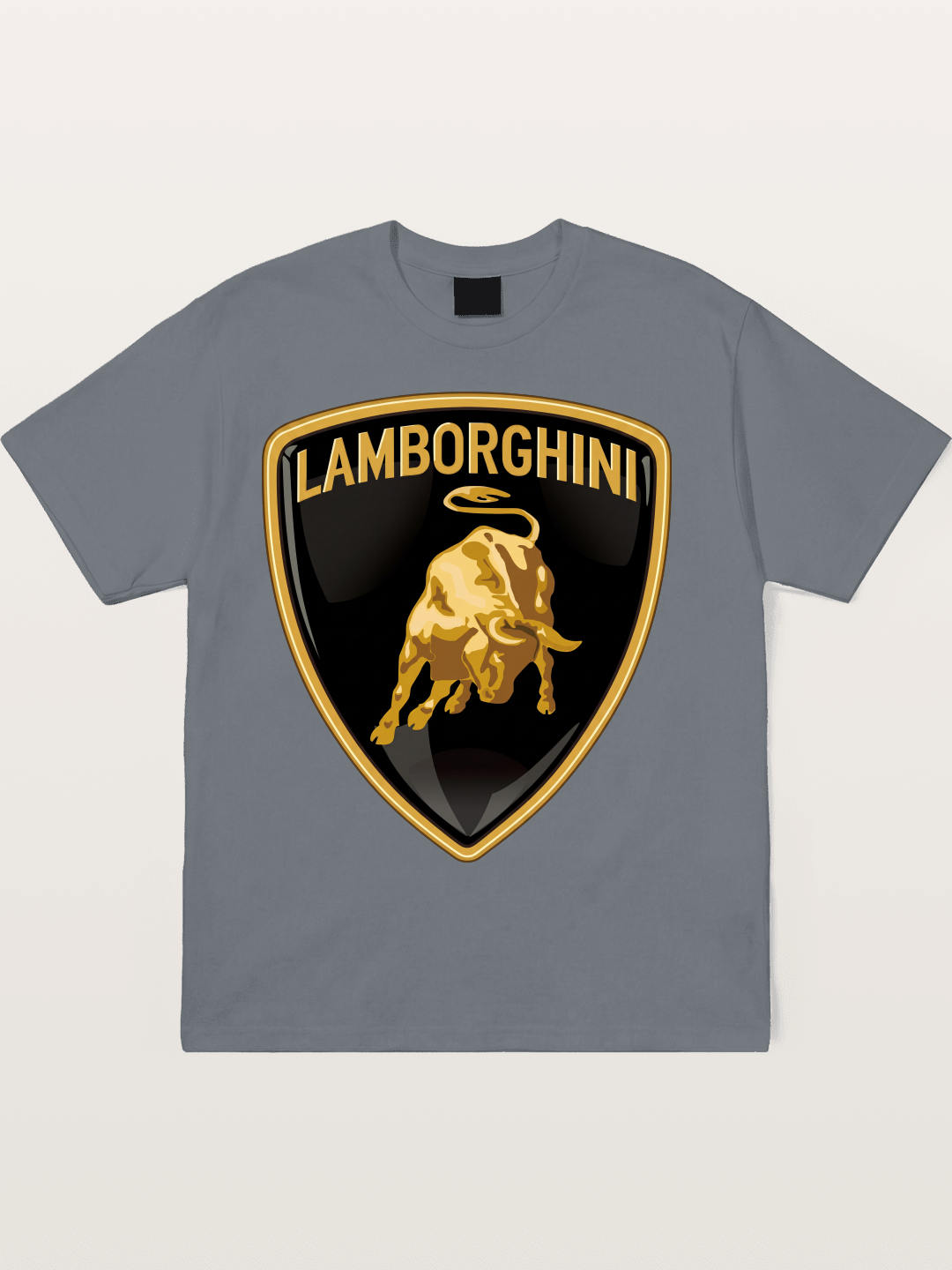 Lamborghini Gold Bull Shield Emblem Cotton T-shirt