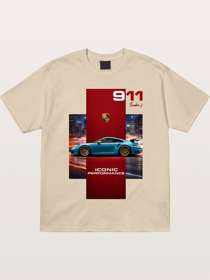 Porsche 911 Turbo S Blue Iconic Gildan T-shirt