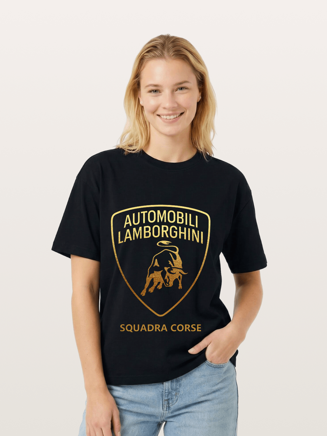 Lamborghini Squadra Corse Gold Shield Gildan T-shirt -----