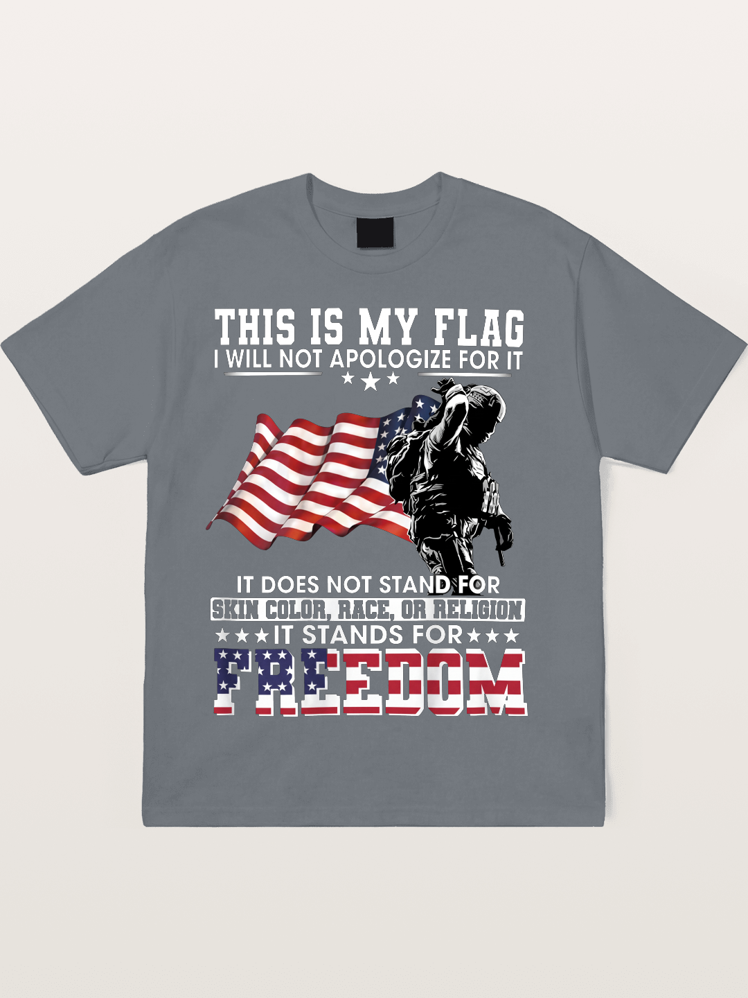Freedom Soldier American Flag Silhouette Cotton T-shirt