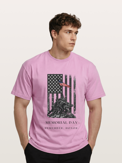 Memorial Day Flag Raising Print Gildan T-shirt