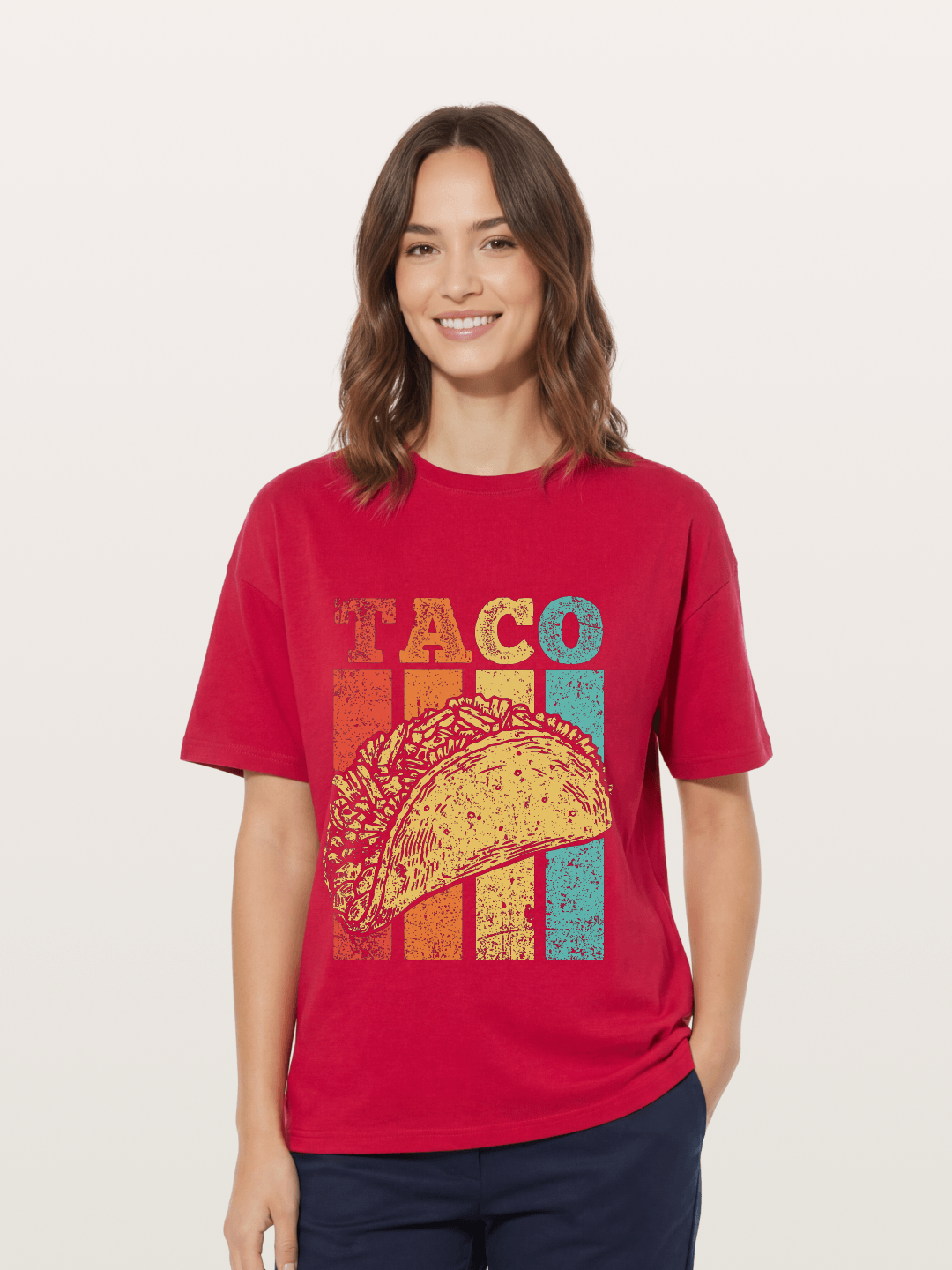 Vintage Taco Retro Stripes Food Gildan T-shirt
