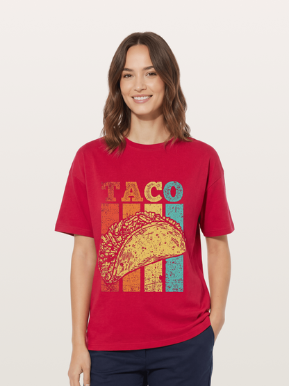 Vintage Taco Retro Stripes Food Gildan T-shirt