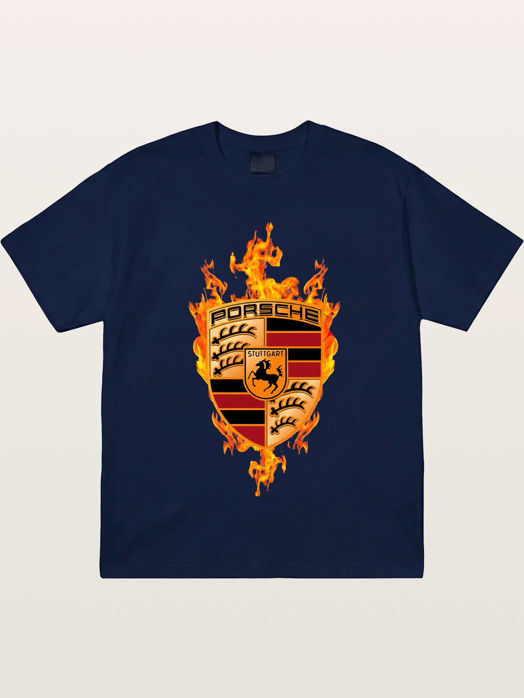 Porsche Crest Fire Flame Design Gildan T-shirt