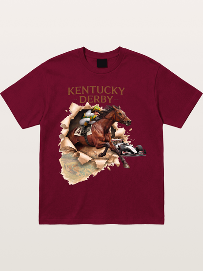 Derby Horse & Race Car Collage Design Gildan T-shirt