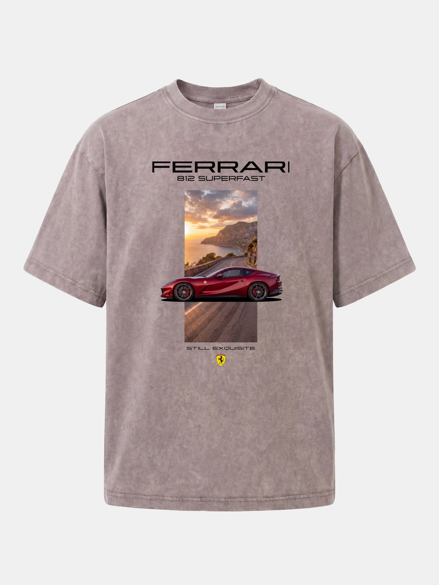Ferrari 812 Tuscan Road Print Washed T-shirt
