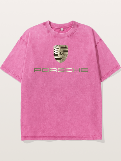 Metallic Porsche Shield Logo Washed T-shirt