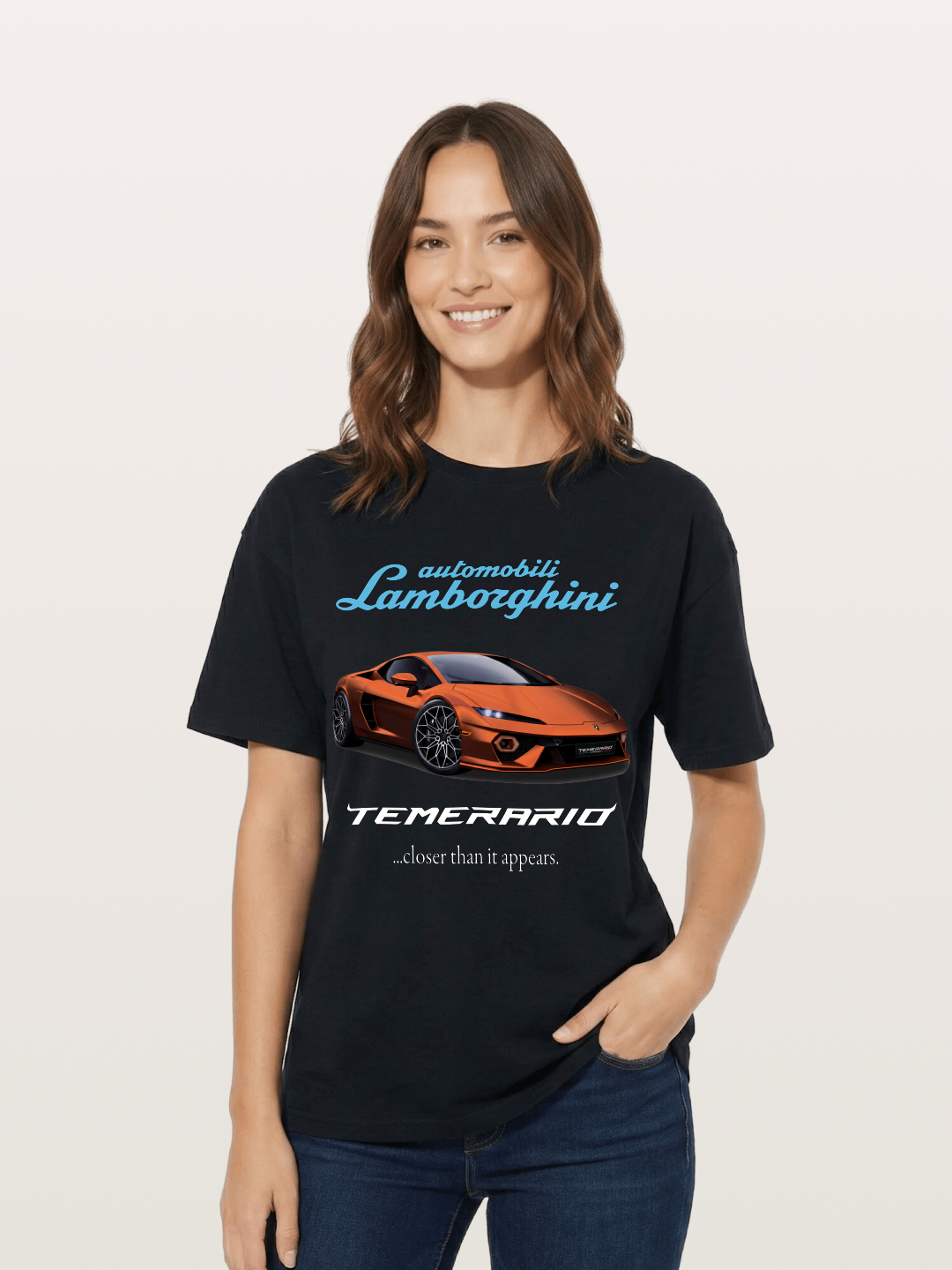 Lamborghini Temerario Orange Sports Car Cotton T-shirt