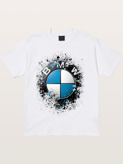 BMW Splash Paint Round Logo Cotton T-shirt