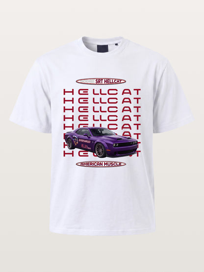 Purple Hellcat Repeat Font Card Cotton T-shirt