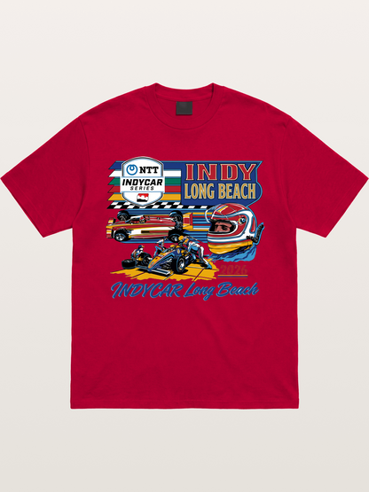 IndyCar Long Beach Vintage Art Gildan T-shirt