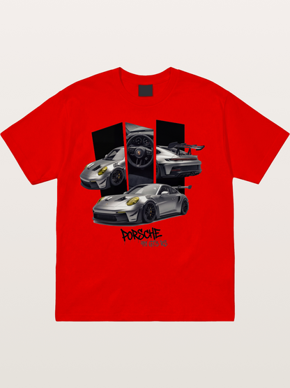 Porsche 911 GT3 RS Split View Montage Cotton T-shirt