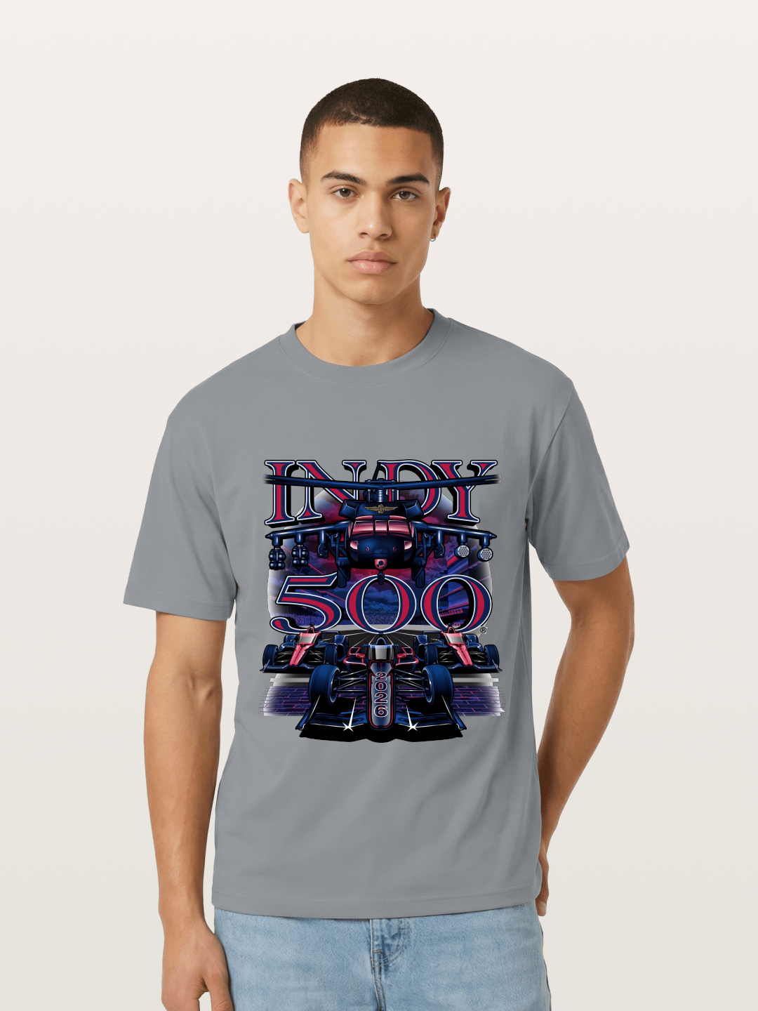 Indy 500 2026 Race Car Neon Art Gildan T-shirt