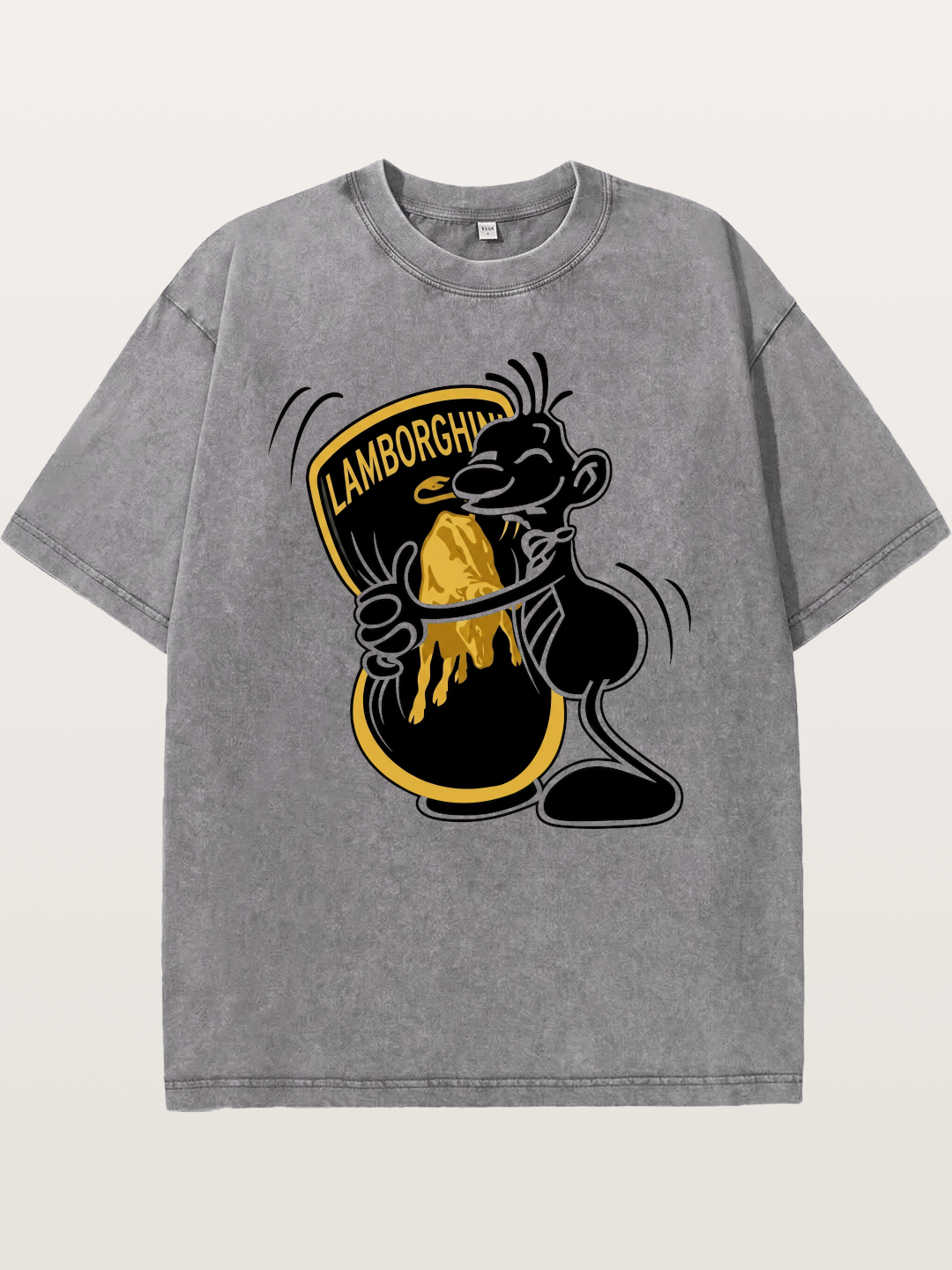 Cartoon Hugs Lamborghini Logo Washed T-shirt