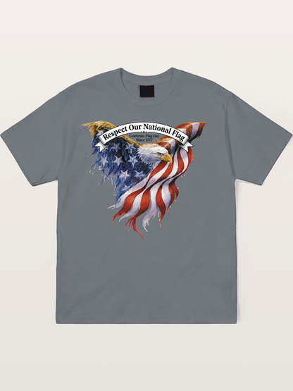 Flag Wing Eagle Banner Art Cotton T-shirt