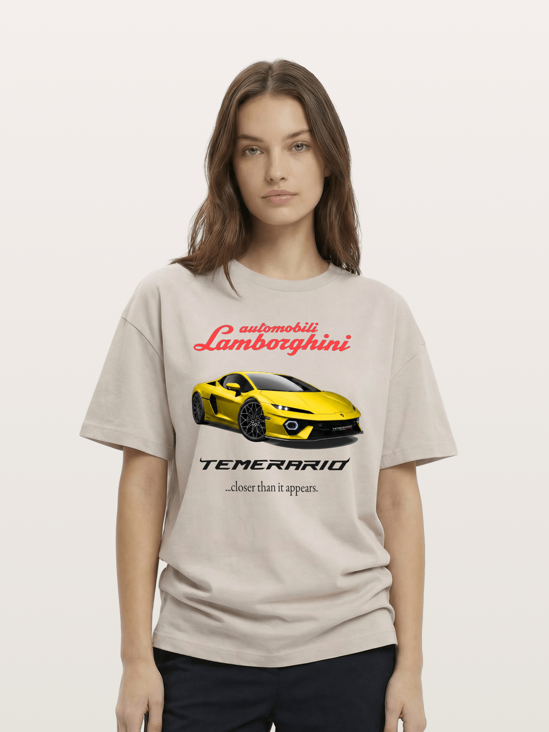 Lamborghini Temerario Yellow Sports Car Cotton T-shirt