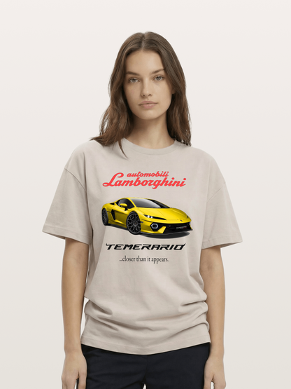 Lamborghini Temerario Yellow Sports Car Cotton T-shirt