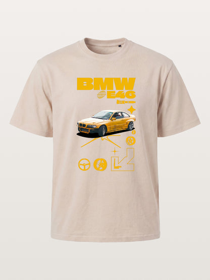 BMW E46 Yellow Tuner Print Cotton T-shirt