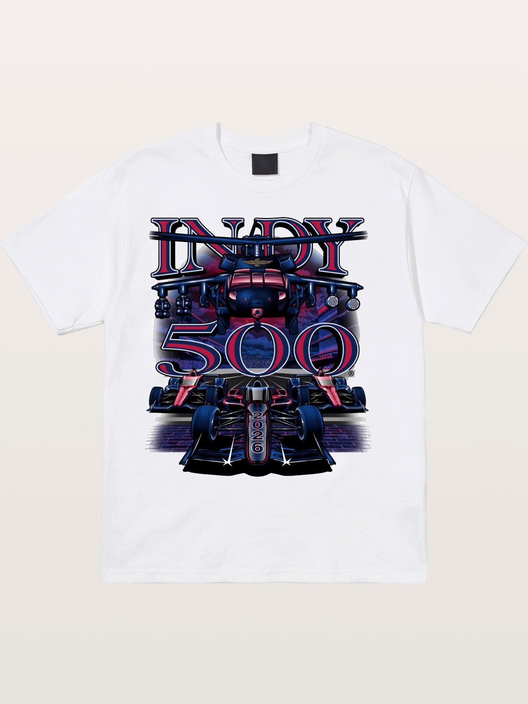 Indy 500 2026 Race Car Neon Art Cotton T-shirt
