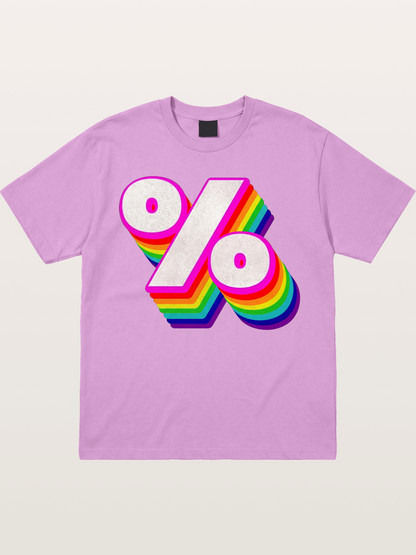Rainbow Stacked Percent Symbol Pride Gildan T-shirt