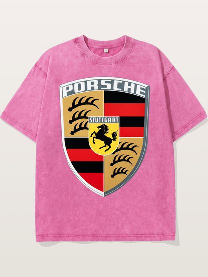 Porsche Crest Shield Design Washed T-shirt