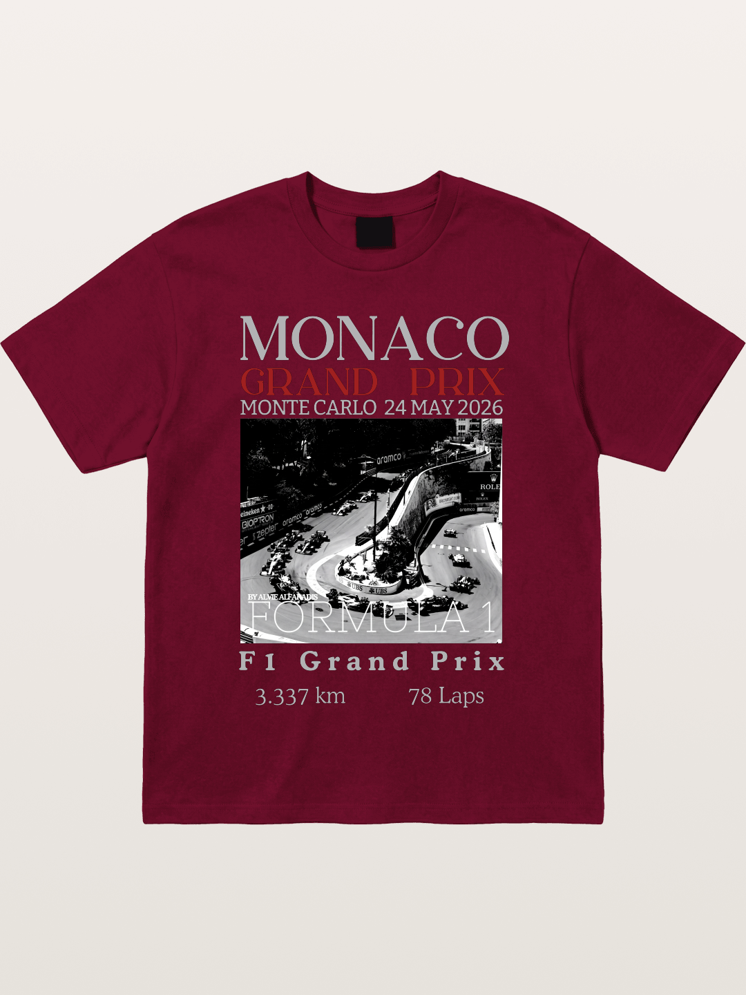 Monaco Grand Prix Black White Aerial Gildan T-shirt