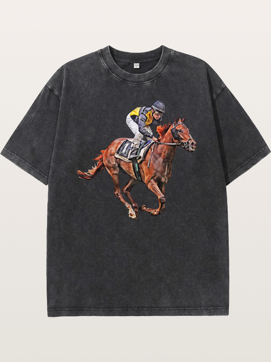 Jockey on Brown Horse Preakness 2026 Washed T-shirt