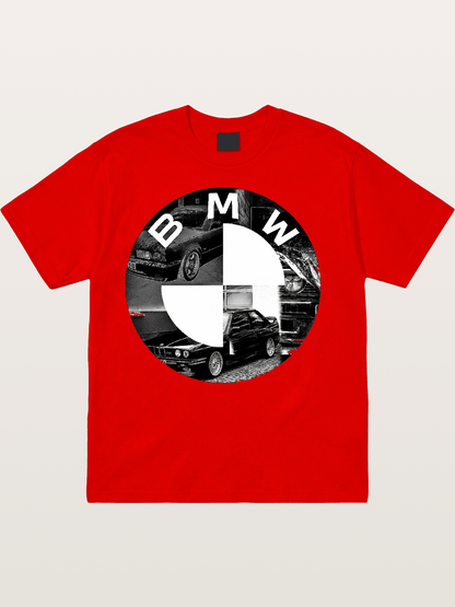 BMW Black White Photo Collage Logo Cotton T-shirt