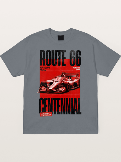Red Tone Route66 Racing Card Cotton T-shirt