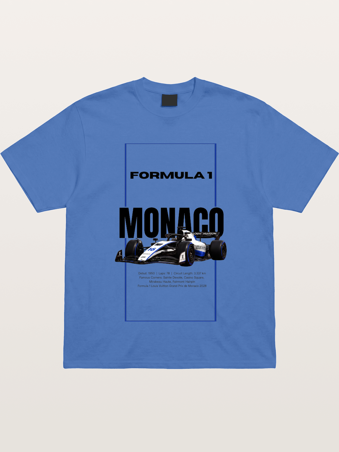 Monaco F1 LV Blue Border Print Gildan T-shirt