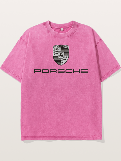 Monochrome Porsche Crest Washed T-shirt