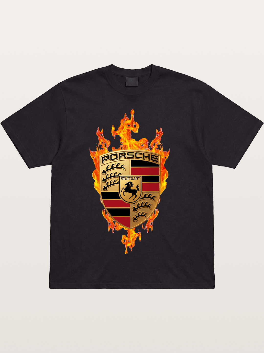 Porsche Flaming Logo Print Cotton T-shirt