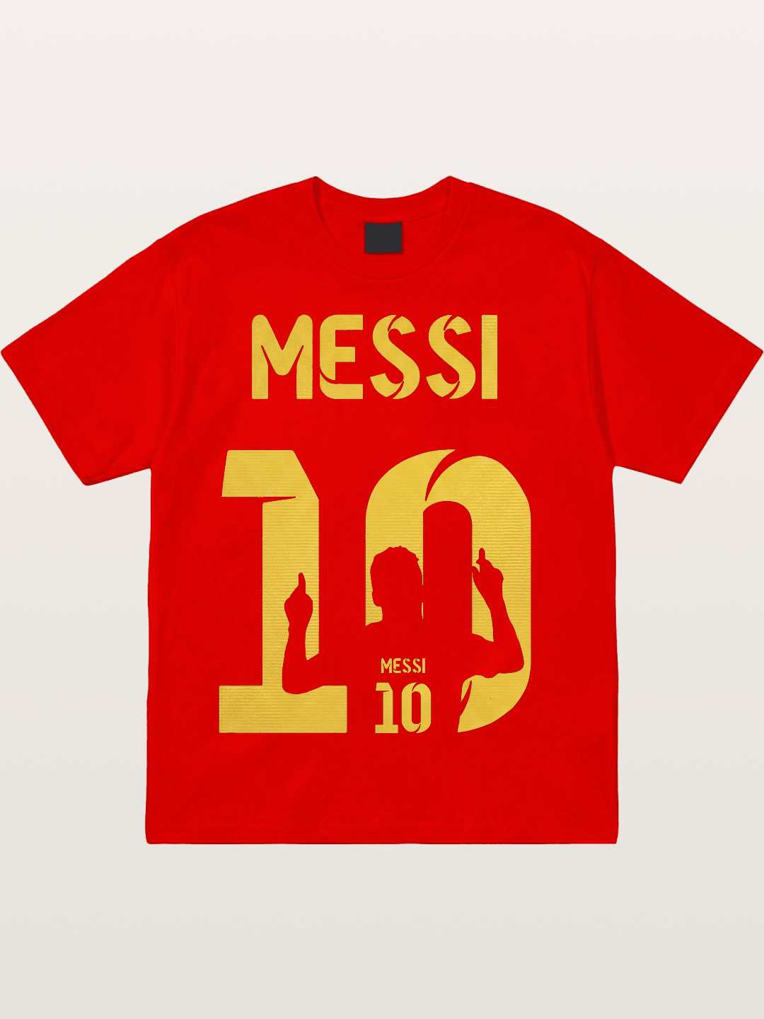 Messi No.10 Gold Silhouette Cotton T-shirt