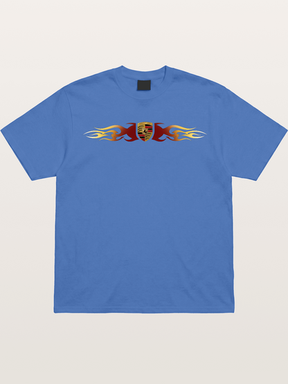 Porsche Crest Flame Stripe Gildan T-shirt