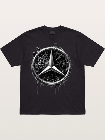 Mercedes Spider Web Logo Art Cotton T-shirt