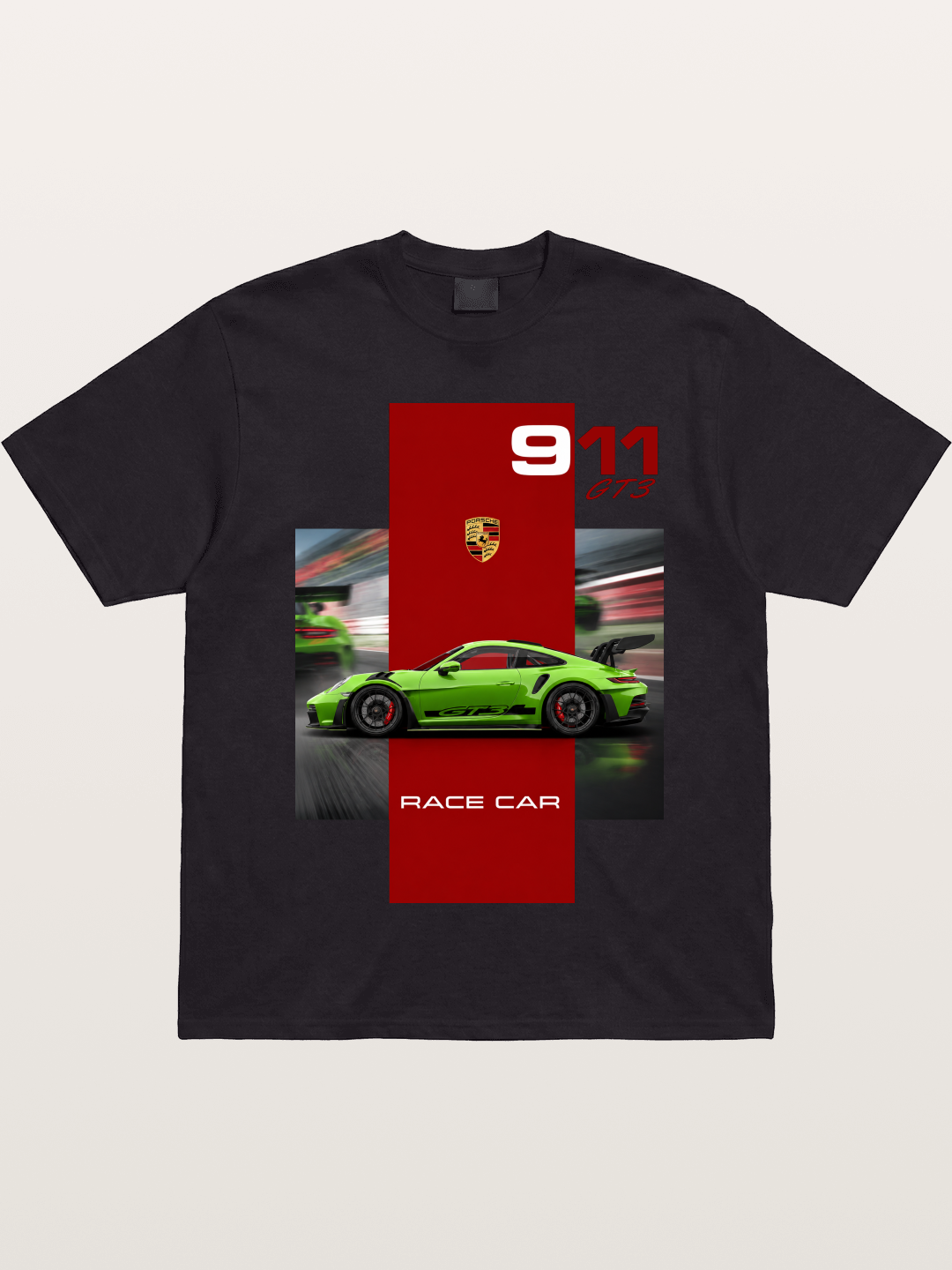 Porsche 911 GT3 Green Race Car Gildan T-shirt