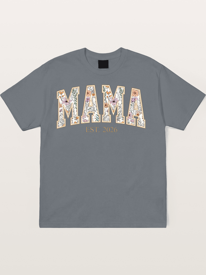 Floral Mama Est 2026 Design Cotton T-shirt