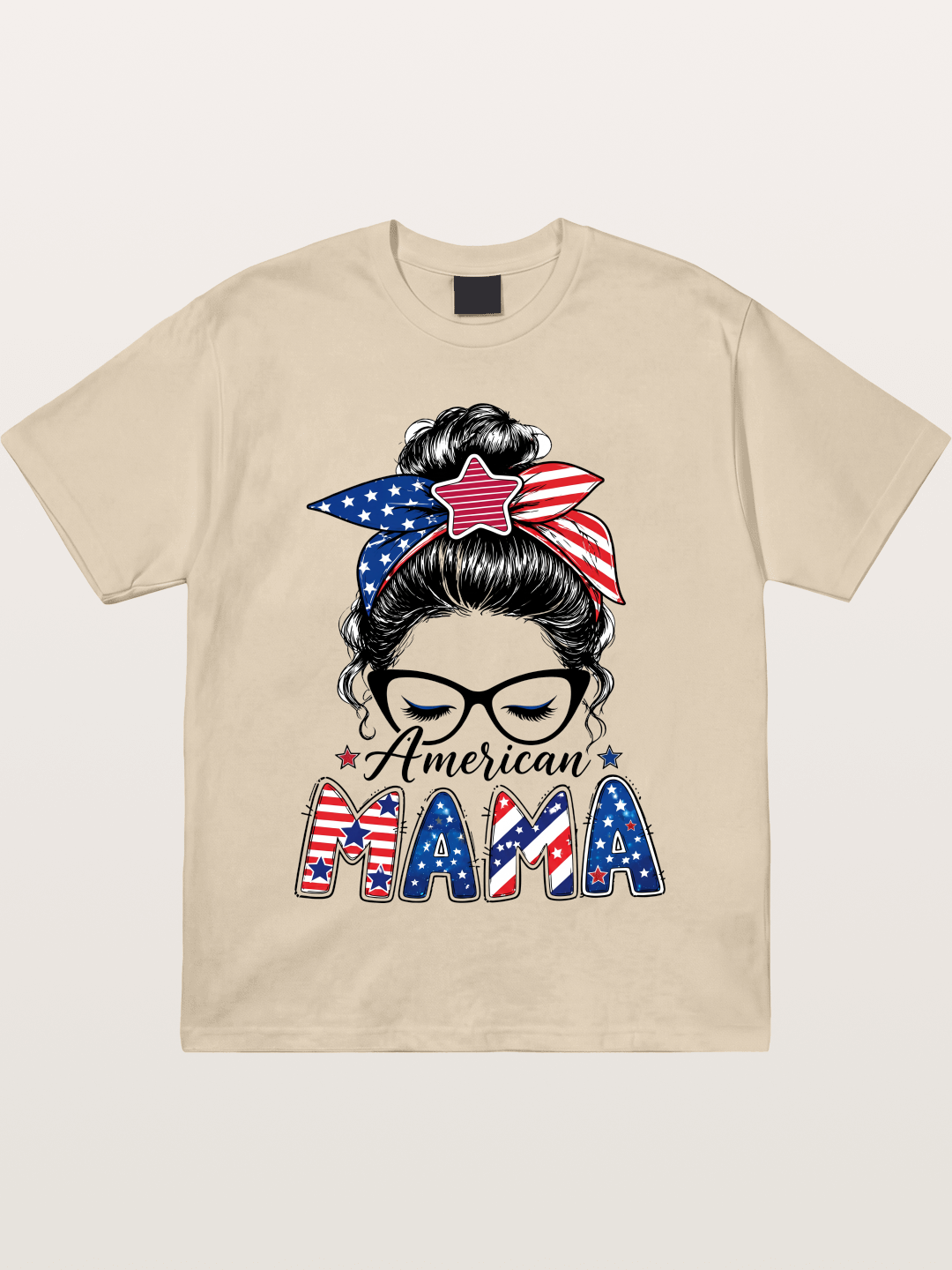 American Mama Messy Bun Art Gildan T-shirt