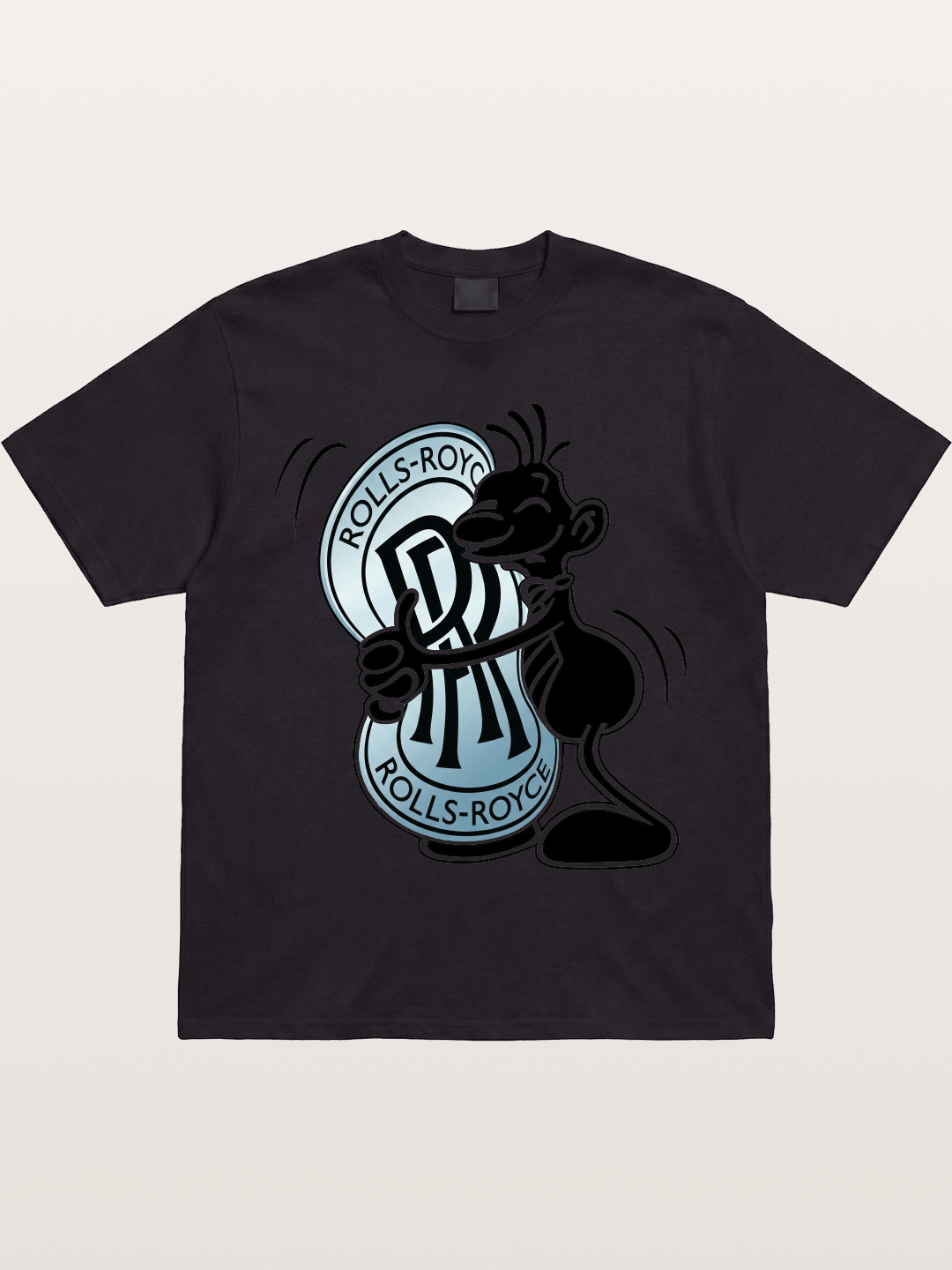 Mascot Hugging Rolls-Royce Logo Gildan T-shirt