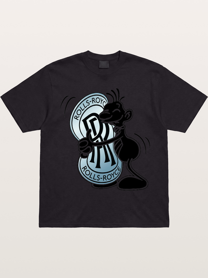 Mascot Hugging Rolls-Royce Logo Gildan T-shirt