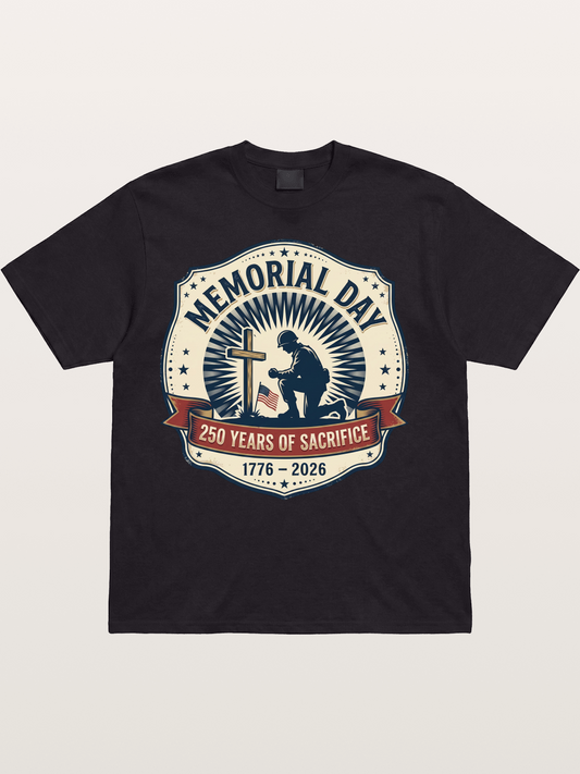 Memorial Day Vintage Sacrifice Badge Cotton T-shirt