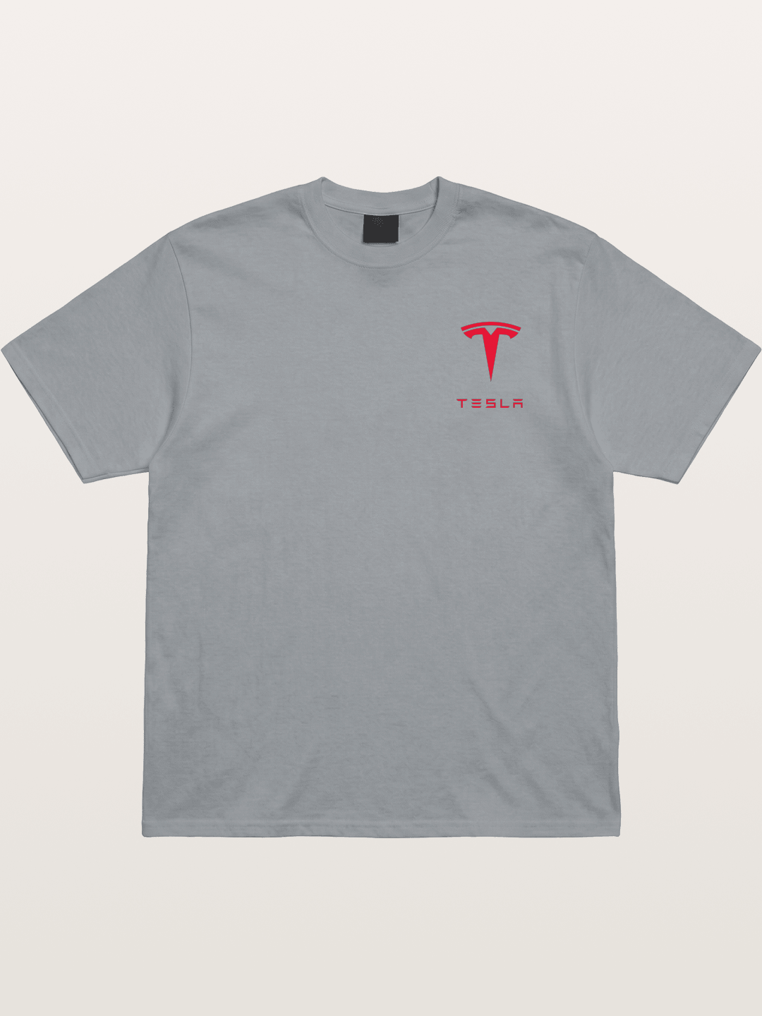 Tesla Red Logo Sticker Gildan T-shirt