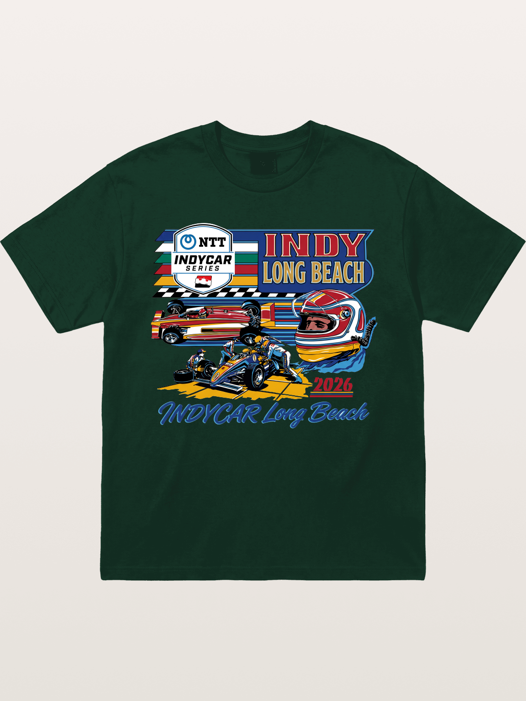 IndyCar Long Beach Vintage Art Gildan T-shirt
