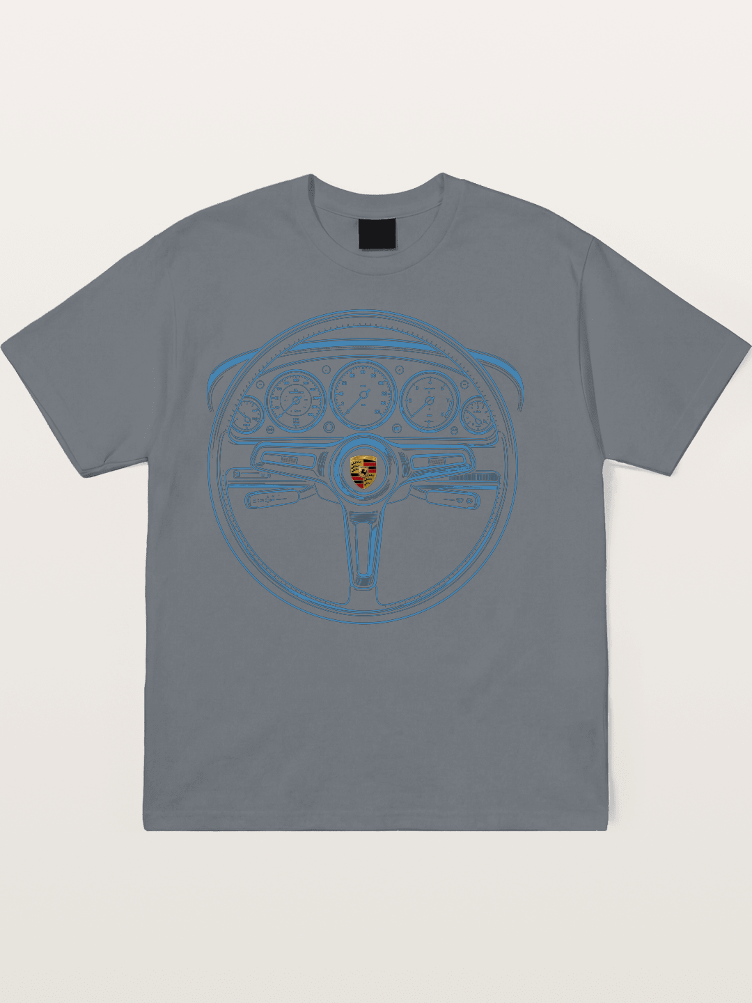 Porsche Classic Steering Wheel Blueprint Cotton T-shirt