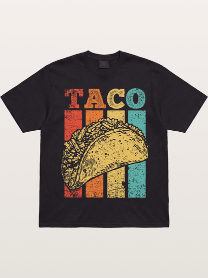 Vintage Taco Retro Stripes Food Gildan T-shirt