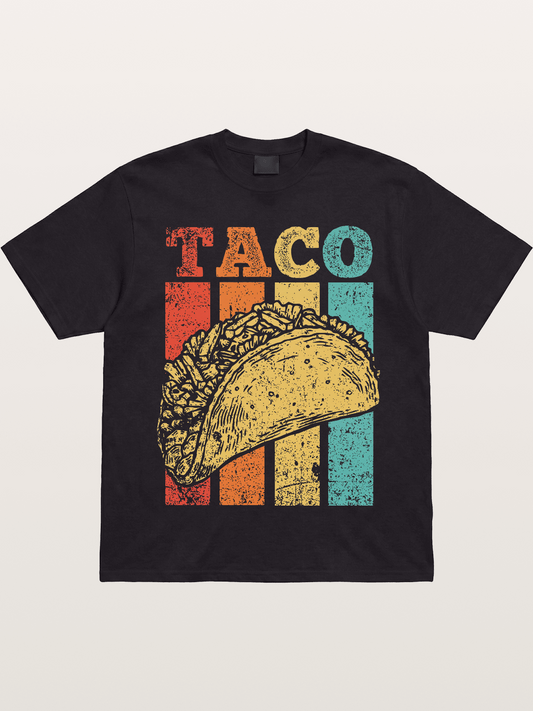Vintage Taco Retro Stripes Food Gildan T-shirt